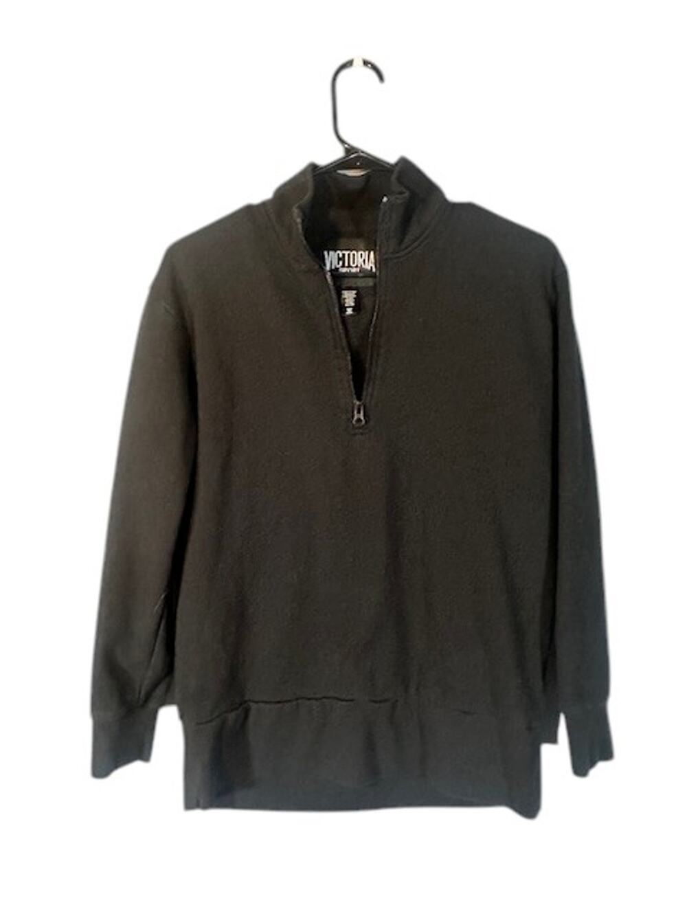 Victoria Sport Women’s Black White Logo Back Quarter-Zip Pullover Sweatshirt XS